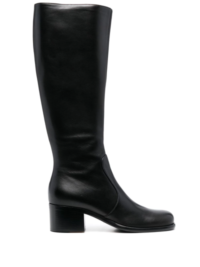 Sergio Rossi Knee-length Side-zipped Boots In Black