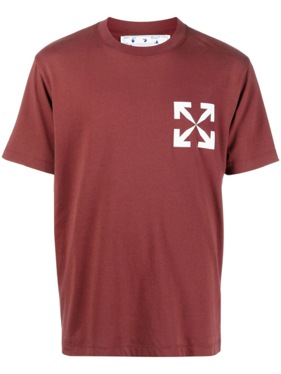 Off-white T-shirt In Bordeaux Cotton In Burgundy