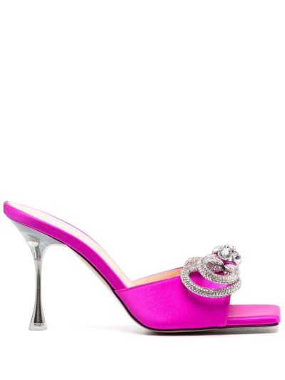 Mach & Mach Crystal-embellished Bow 100mm Mules In Pink