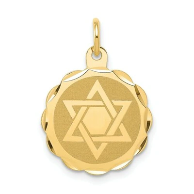 Pre-owned Accessories & Jewelry 14k Yellow Gold Solid & Satin Finish Diamond Cut Small Star Of David Medal Charm