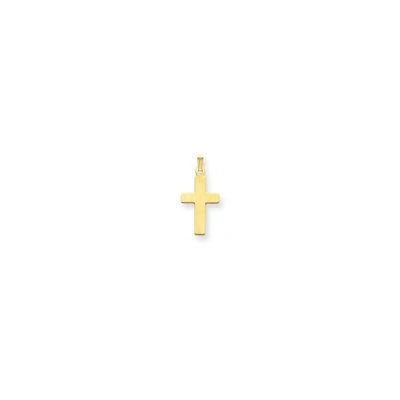 Pre-owned Accessories & Jewelry 14k Yellow Gold Solid & High Polished Engravable Small Plain Latin Cross Charm