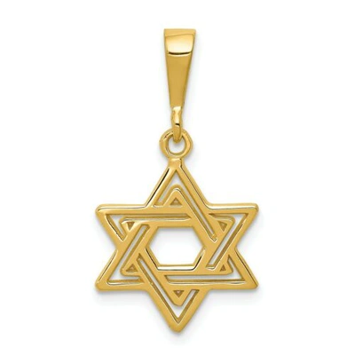 Pre-owned Accessories & Jewelry 14k Yellow Gold Solid & High Polished Small Star Of David Charm