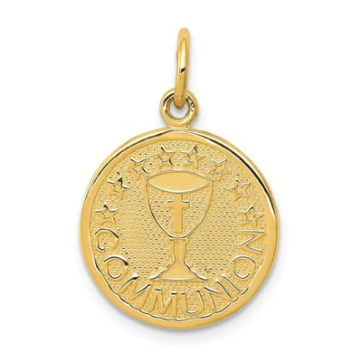 Pre-owned Accessories & Jewelry 14k Yellow Gold Solid & Satin Finish Small Holy Communion Disc Charm
