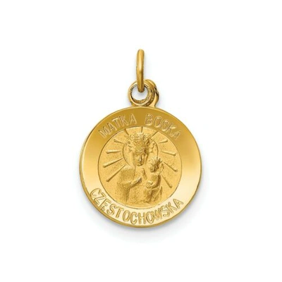Pre-owned Accessories & Jewelry 14k Yellow Gold Solid & Satin Finish Mini Reversible Matka Boska Medal Charm