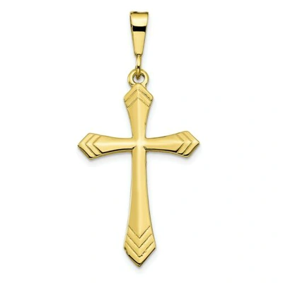 Pre-owned Accessories & Jewelry 10k Yellow Gold Solid & High Polished Passion Cross Charm