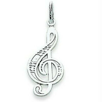 Pre-owned Accessories & Jewelry 14k White Gold Polished Musical Treble Clef Fashion Charm Pendant For Necklace