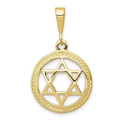 Pre-owned Accessories & Jewelry 10k Yellow Gold Diamond Cut Polished Finish Medium Star Of David In Frame Charm