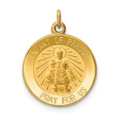 Pre-owned Accessories & Jewelry 14k Yellow Gold Engraveable Infant Of Prague "pray For Us" Medal Charm