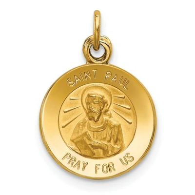 Pre-owned Accessories & Jewelry 14k Yellow Gold Polished Saint Paul "pray For Us" Religious Medal Charm
