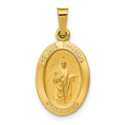 Pre-owned Accessories & Jewelry 14k Yellow Gold Polished St. Jude Thaddeus "pray For Us" Religious Medal Pendant
