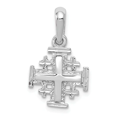 Pre-owned Accessories & Jewelry 14k White Gold Solid & High Polished Small Jerusalem Cross Charm