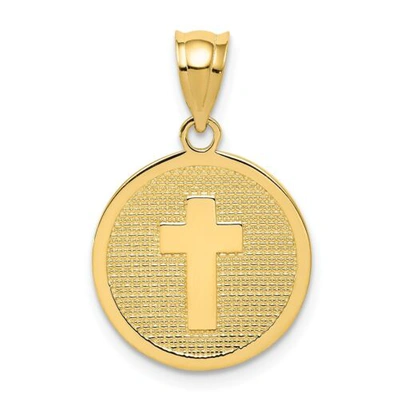 Pre-owned Accessories & Jewelry 14k Yellow Gold Polished & Satin Finish Reversible God Bless Cross Disc Charm