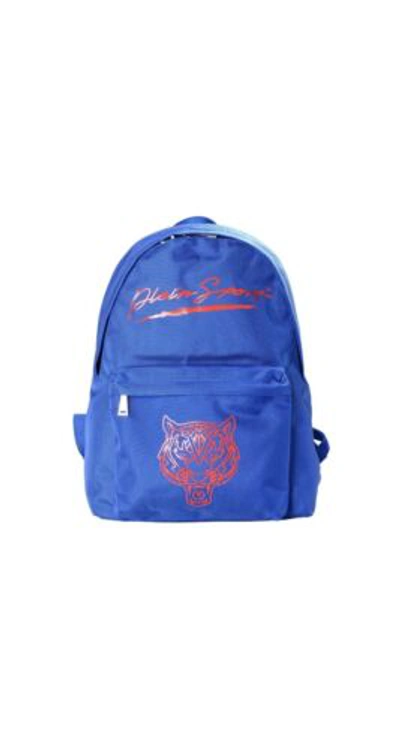Pre-owned Plein Sport Unisex Logo Print Bright Blue "zaino Eastpak" Backpack Bag