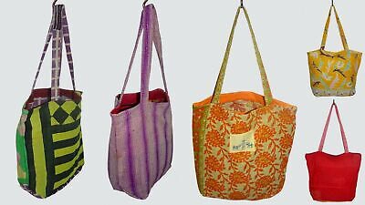 Pre-owned Handmade 10pc Wholesale Lot Vintage Kantha Bag  Cotton Shoulder Bag Women Handbag