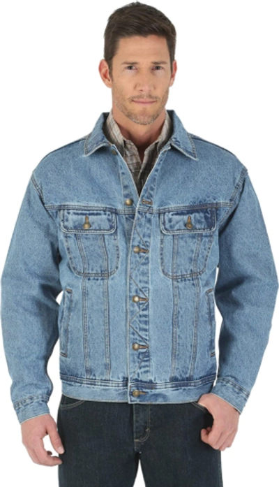 Pre-owned Wrangler Men's Rugged Wear Unlined Denim Jacket, Vintage Indigo, Medium