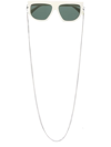 Stella Mccartney Logo-print Square-frame Sunglasses In Neutrals