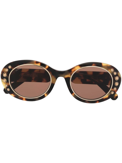 Swarovski Crystal-embellished Tortoiseshell-effect Sunglasses In Brown