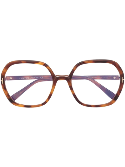 Tom Ford 玳瑁纹超大框眼镜 In Brown