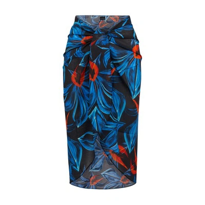 Louisa Ballou Printed Cottonblend Silkmidi Skirt In Night Blooming Flower