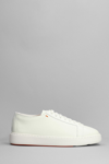 Santoni Classic Grainy Leather Sneakers In White