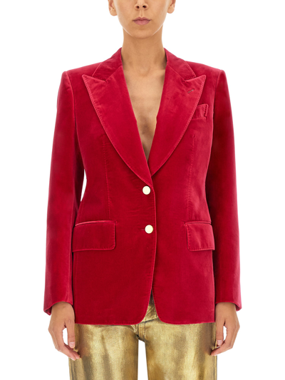Tom Ford Peak-lapel Single-breasted Blazer In Red
