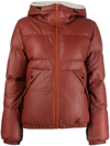 Yves Salomon Shearling-trim Hooded Down Jacket In Braun