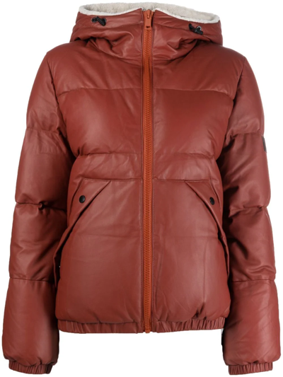 Yves Salomon Shearling-trim Hooded Down Jacket In Braun