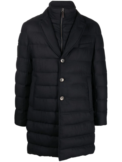 Herno Concealed-zip Padded Coat In Blu Navy