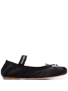 Miu Miu Miumiu Women Satin Ballerinas With Elastic Band In Black