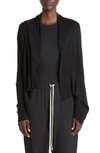 Rick Owens Open Front Virgin Wool Cardigan In Black