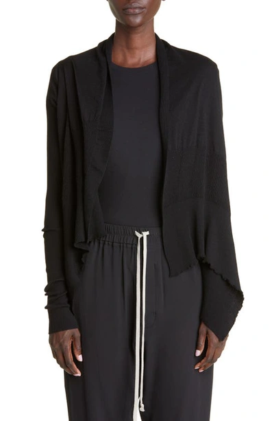 Rick Owens Open Front Virgin Wool Cardigan In Black