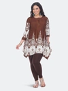 White Mark Plus Size Dulce Tunic/top In Brown Whit
