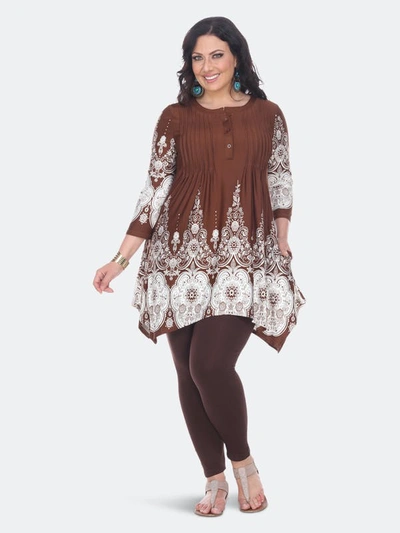 White Mark Plus Size Dulce Tunic/top In Brown Whit