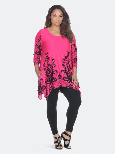 White Mark Plus Yanette Tunic Top In Pink