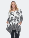 White Mark Plus Size Paisley Scoop Neck Tunic Top With Pockets In Grey