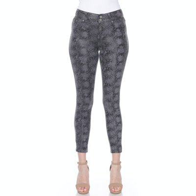 White Mark Faux Suede Snake Print Pants In Grey
