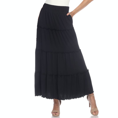 White Mark Women's Tiered Maxi Skirt In Black