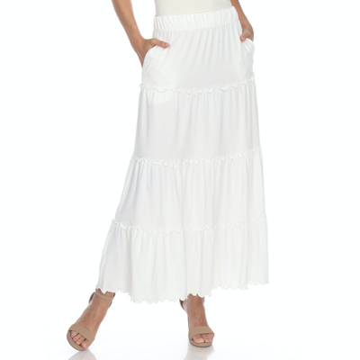 White Mark Women's Tiered Maxi Skirt In White