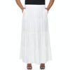 White Mark Plus Size Tiered Maxi Skirt In White