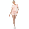 White Mark Women's 2 Piece Top Shorts Lounge Set In Pink Tie-dye