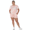White Mark Plus Size 2 Piece Top Shorts Lounge Set In Pink Tie-dye