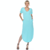 White Mark Women's Short Sleeve V-neck Maxi Dress In Blue