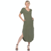 White Mark Short Sleeve V-neck Maxi Dress In Green