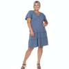 White Mark Plus Size Short Sleeve V-neck Tiered Midi Dress In Blue