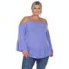 White Mark Plus Womens Ruffled Hem Cold Shoulder Peasant Top In Purple
