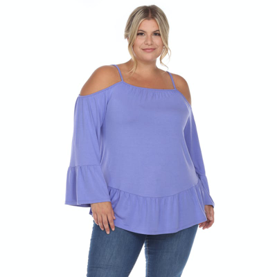 White Mark Plus Womens Ruffled Hem Cold Shoulder Peasant Top In Purple