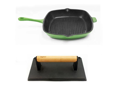 Berghoff Cast Iron 18/10 Stainless Steel Grill Set 2pc In Green