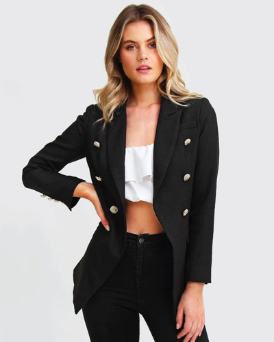 Belle & Bloom Princess Polly Textured Blazer In Black