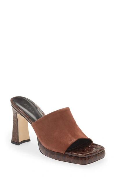 By Far Belize Mixed Leather Mule Sandals In Brown