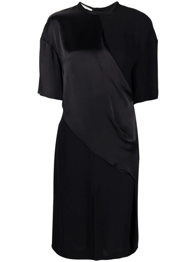 Stella Mccartney Panelled Draped T-shirt Dress In Black
